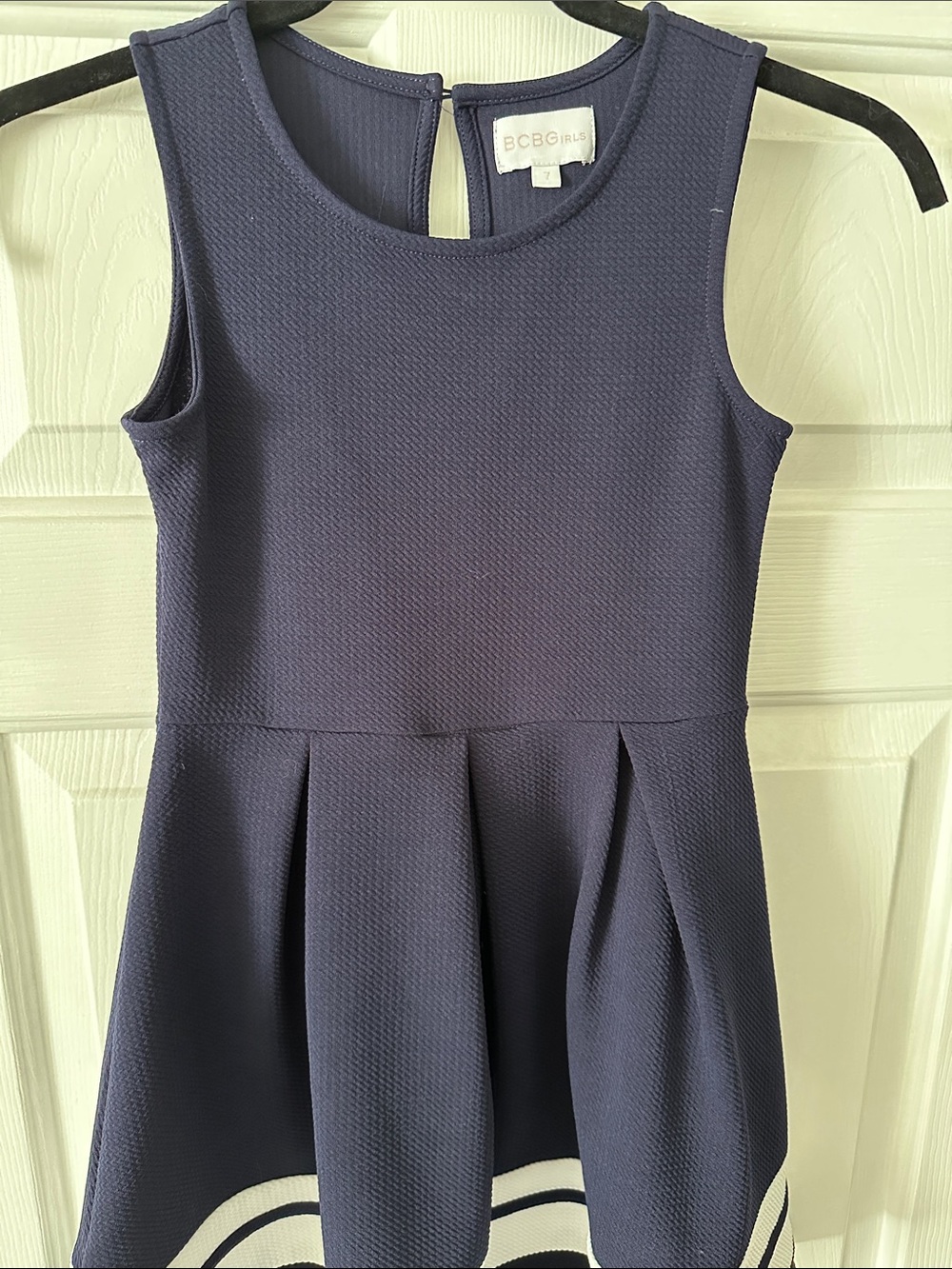 BCBGirls Navy Dress with White Stripe Hem